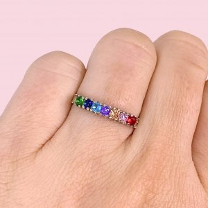Anillo Medio sin fin Multicolor de Plata 925